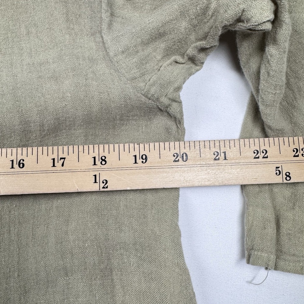 Luna Luz 100% Linen Gauze Dress Sz L Green Lagenlook Pockets‎ Boho Art Artsy - Picture 6 of 11